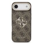 Guess PU Leather 4G Metal Logo Gold Frame Brown iPhone 17 Air Tok