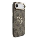 Guess PU Leather 4G Metal Logo Gold Frame Brown iPhone 17 Air Tok