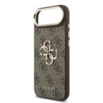 Guess PU Leather 4G Metal Logo Gold Frame Brown iPhone 17 Air Tok