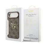 Guess PU Leather 4G Metal Logo Gold Frame Brown iPhone 17 Air Tok