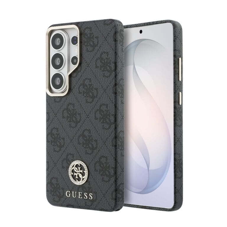 Guess PU Leather 4G Strass Logo Gold Frame Magnetic Black Samsung Galaxy S26 Ultra Tok