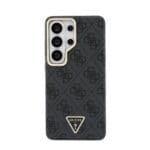 Guess PU Leather 4G Strass Triangle Logo Gold Frame Magnetic Black Samsung Galaxy S26 Ultra Tok
