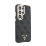 Guess PU Leather 4G Strass Triangle Logo Gold Frame Magnetic Black Samsung Galaxy S26 Ultra Tok