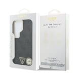 Guess PU Leather 4G Strass Triangle Logo Gold Frame Magnetic Black Samsung Galaxy S26 Ultra Tok
