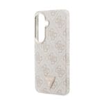 Guess PU Leather 4G Strass Triangle Logo Gold Frame Magnetic Pink Samsung Galaxy S26 Tok
