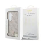 Guess PU Leather 4G Strass Triangle Logo Gold Frame Magnetic Pink Samsung Galaxy S26 Tok