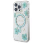 Guess Resin Flowers Glitter MagSafe turquoise iPhone 16 Pro Tok