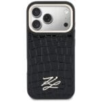 Karl Lagerfeld Croco KL Script Logo MagSafe Black iPhone 17 Pro Max Tok