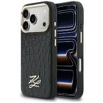 Karl Lagerfeld Croco KL Script Logo MagSafe Black iPhone 17 Pro Tok