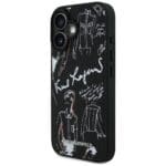 Karl Lagerfeld Grained Pattern & Logo MagSafe Black iPhone 16 Tok