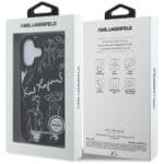 Karl Lagerfeld Grained Pattern & Logo MagSafe Black iPhone 16 Tok
