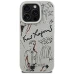 Karl Lagerfeld Grained Pattern & Logo MagSafe Grey iPhone 16 Pro Max Tok