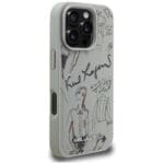 Karl Lagerfeld Grained Pattern & Logo MagSafe Grey iPhone 16 Pro Max Tok
