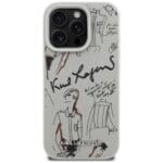 Karl Lagerfeld Grained Pattern & Logo MagSafe Grey iPhone 16 Pro Tok