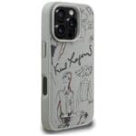 Karl Lagerfeld Grained Pattern & Logo MagSafe Grey iPhone 16 Pro Tok