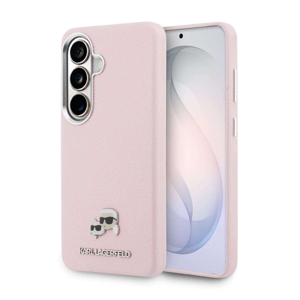 Karl Lagerfeld Grained PU Leather K&CH Heads Magnetic Pink Samsung Galaxy S26 Plus Tok