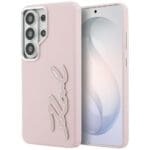 Karl Lagerfeld Grained Signature Metal Resin Logo Pink Samsung Galaxy S26 Ultra Tok