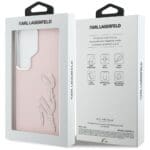 Karl Lagerfeld Grained Signature Metal Resin Logo Pink Samsung Galaxy S26 Ultra Tok