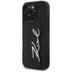 Karl Lagerfeld HC Grained PU Cardslot Metal Signature Black iPhone 16 Pro Tok