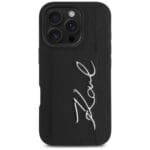Karl Lagerfeld HC Grained PU Cardslot Metal Signature Black iPhone 16 Pro Tok