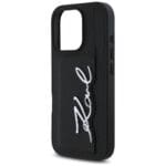 Karl Lagerfeld HC Grained PU Cardslot Metal Signature Black iPhone 16 Pro Tok