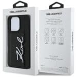Karl Lagerfeld HC Grained PU Cardslot Metal Signature Black iPhone 16 Pro Tok