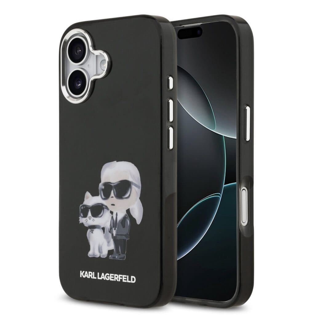 Karl Lagerfeld IML Aquarelle Karl and Choupette Black iPhone 17 Tok