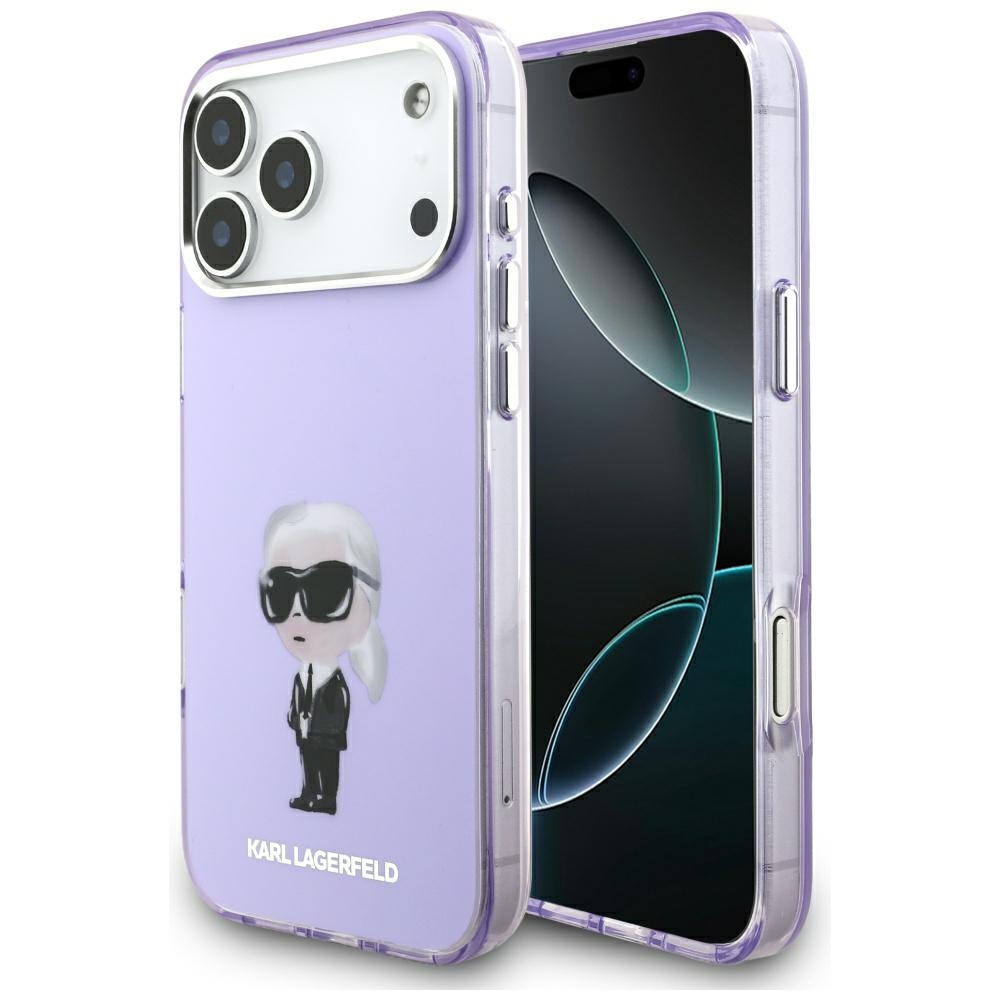 Karl Lagerfeld IML Aquarelle Karl & Choupette & Logo MagSafe Purple iPhone 17 Pro Max Tok