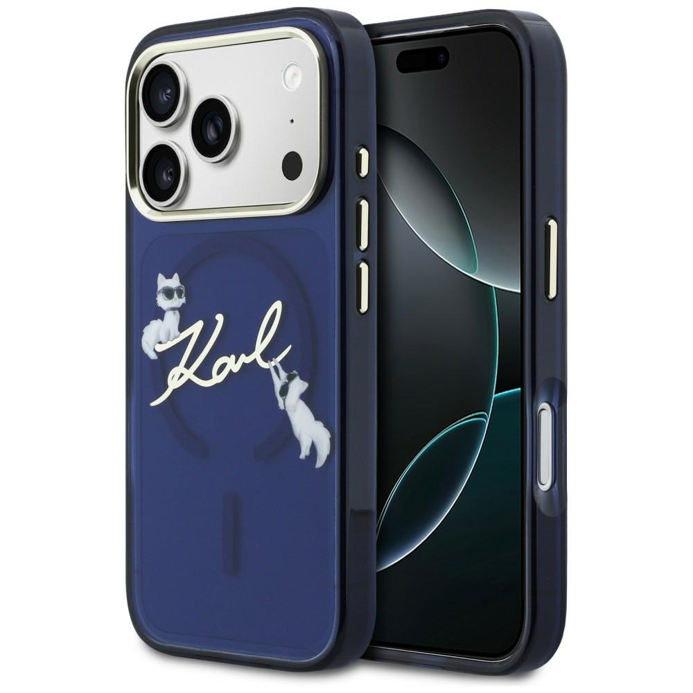 Karl Lagerfeld IML Choupettes Karl Script Logo MagSafe Blue iPhone 17 Pro Max Tok