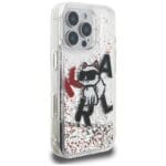 Karl Lagerfeld Liquid Glitter Choupette Logo Transparent iPhone 16 Pro Max Tok