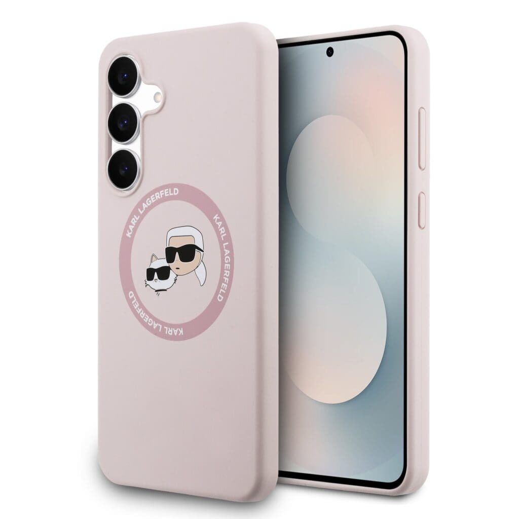 Karl Lagerfeld Liquid Silicone K&CH Heads MagSafe Pink Samsung Galaxy S25 Fe Tok