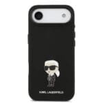 Karl Lagerfeld Liquid Silicone Metal Ikonik Black iPhone 17 Air Tok
