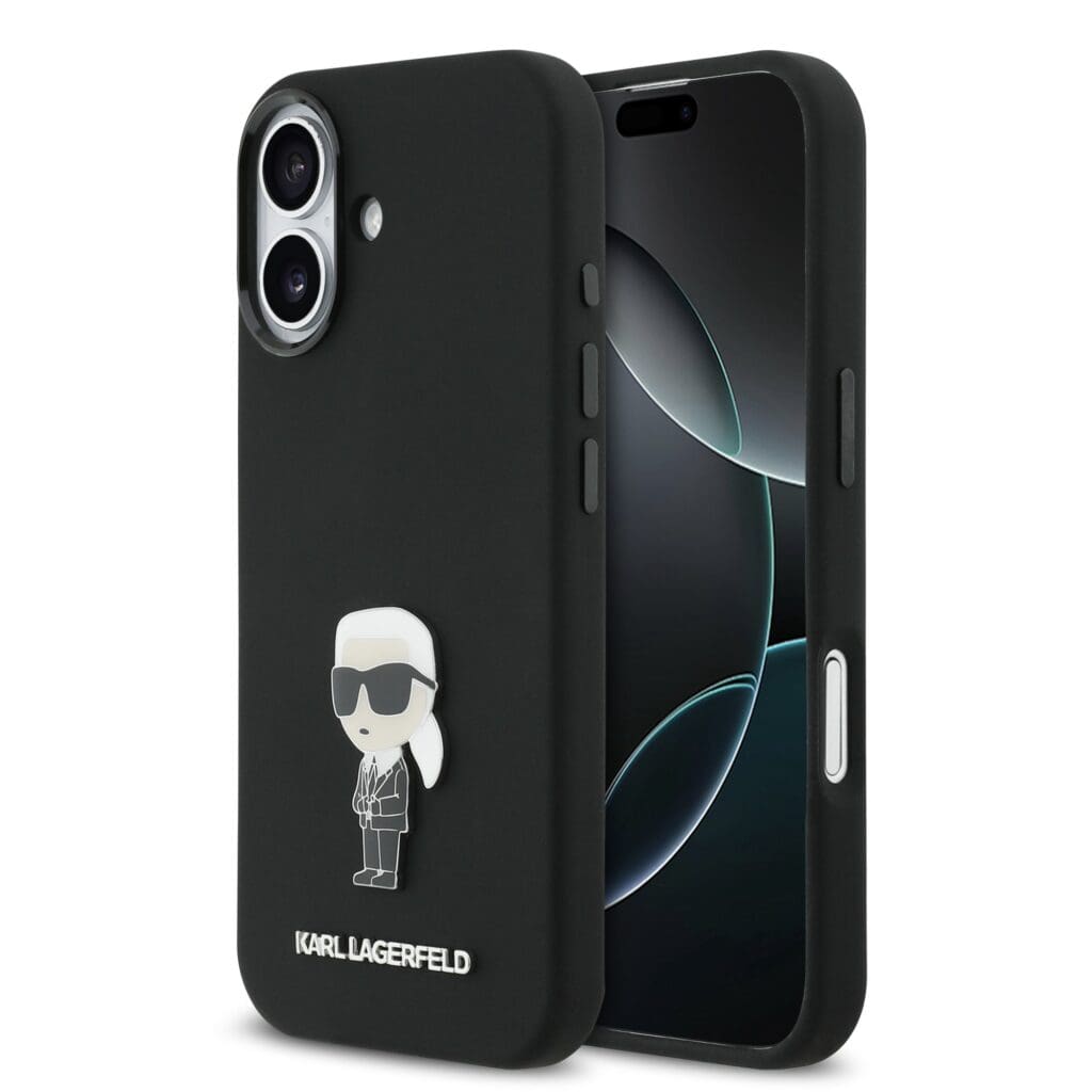 Karl Lagerfeld Liquid Silicone Metal Ikonik Black iPhone 17 Tok