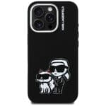 Karl Lagerfeld Silicone Karl&Choupette Sketch MagSafe Black iPhone 16 Pro Tok
