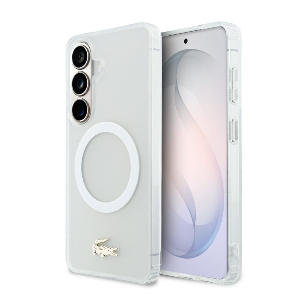 Lacoste PC/TPU Frosted Finish Gold Logo Magnetic White Samsung Galaxy S26 Tok