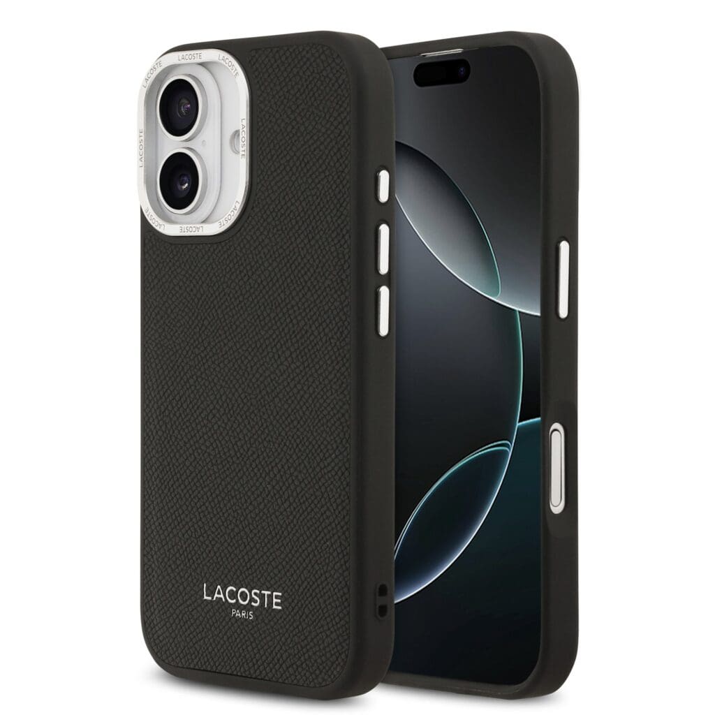 Lacoste PU Leather Champs Elysees MagSafe Black iPhone 17 Tok