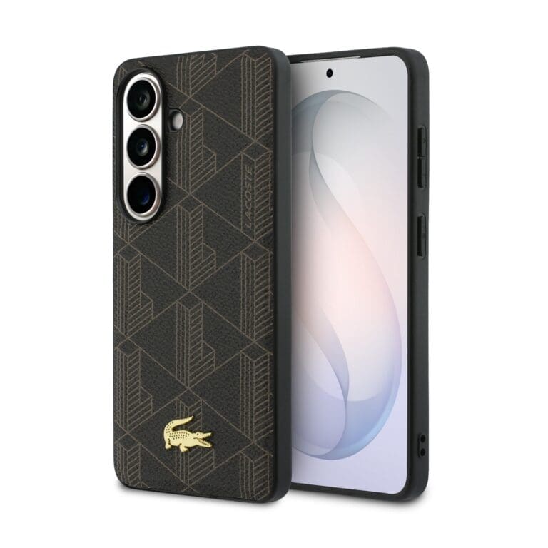 Lacoste PVC Blend Monogram Gold Logo Magnetic Brown Samsung Galaxy S26 Tok