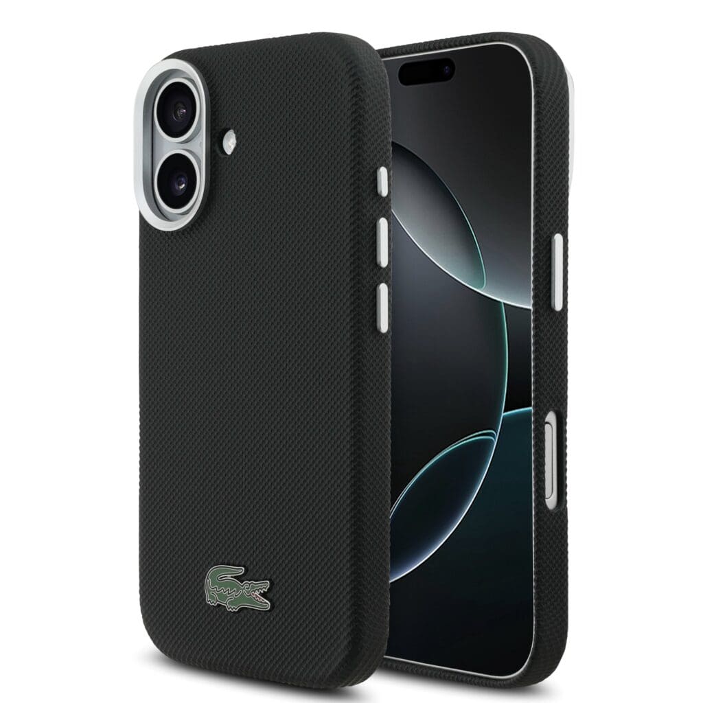 Lacoste PVC Iconic Petit Pique Metal Logo MagSafe Black iPhone 17 Tok