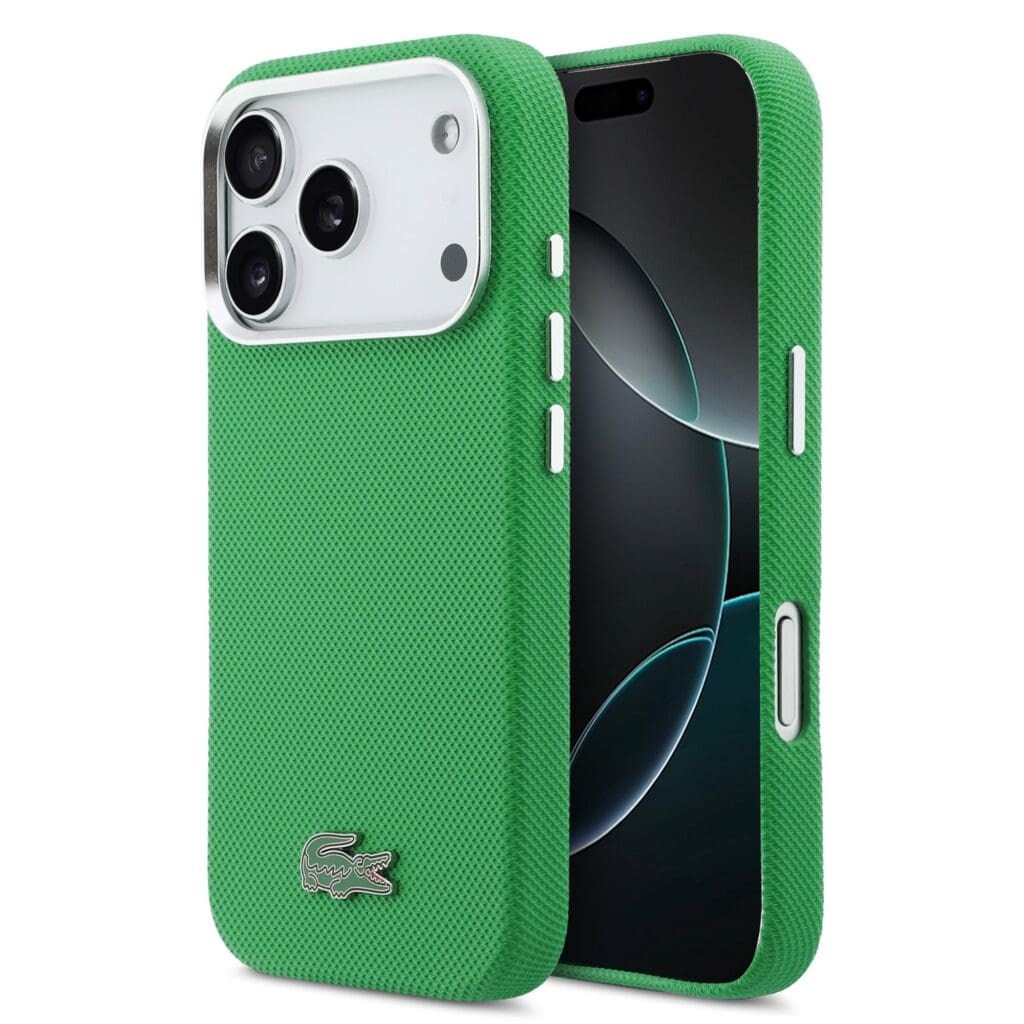 Lacoste PVC Iconic Petit Pique Metal Logo MagSafe Green iPhone 17 Pro Tok
