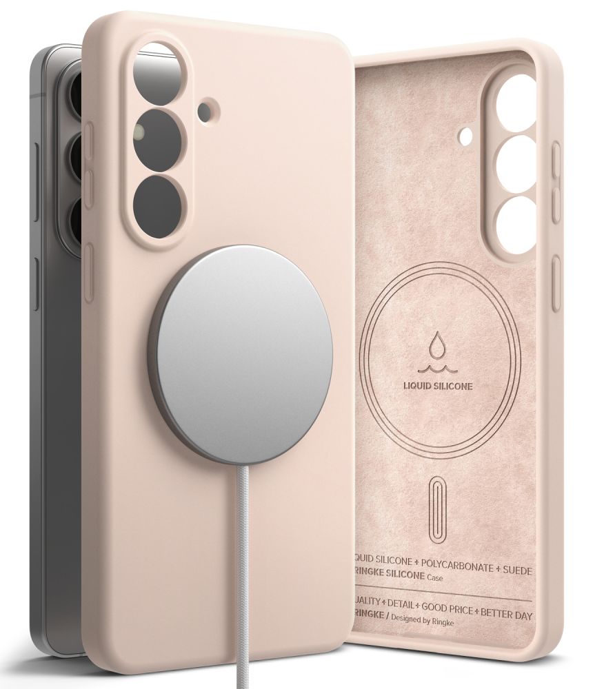Ringke Silicone Magnetic MagSafe Pink Sand Samsung Galaxy S26 Plus Tok