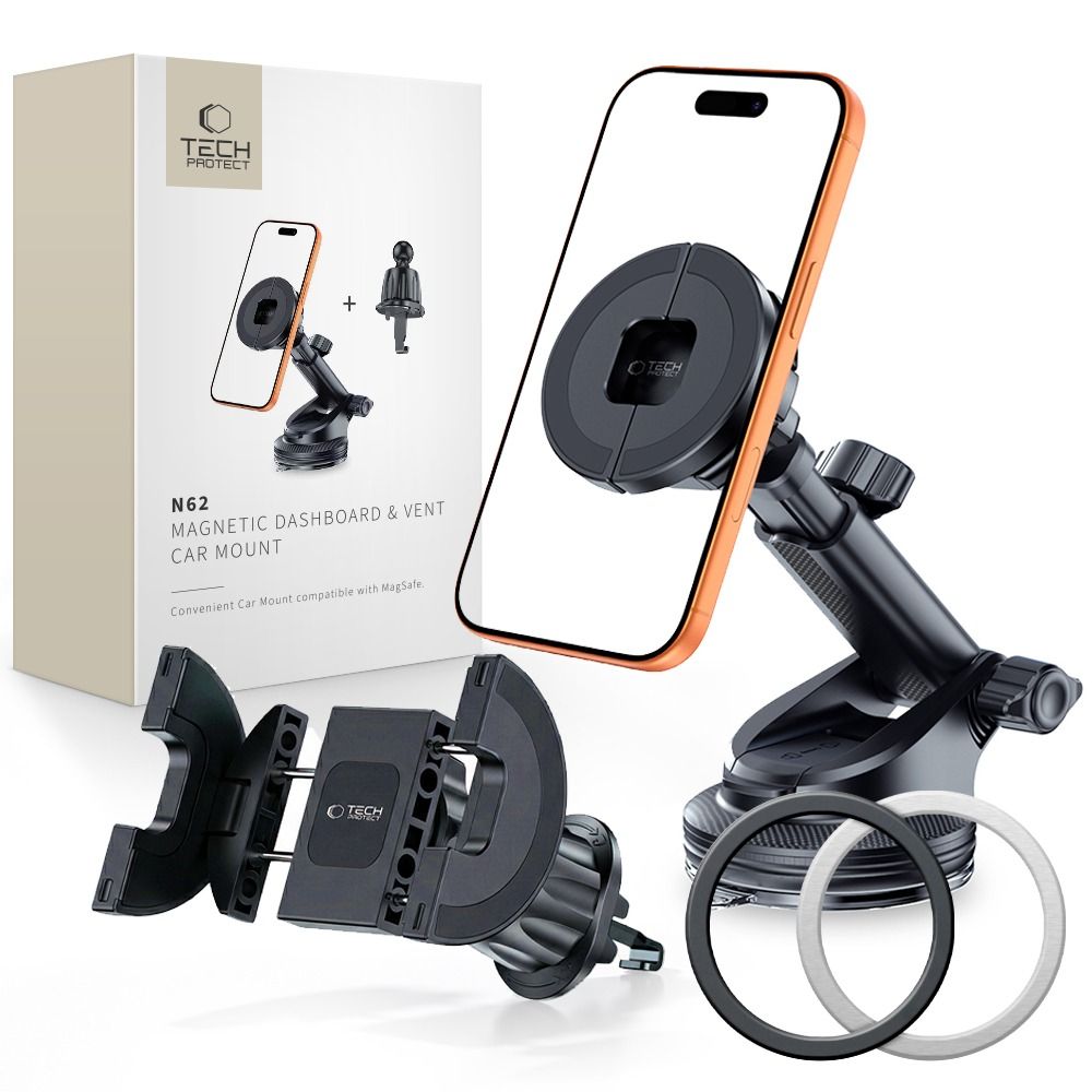 Tech-Protect N62 2In1 Universal & Magnetic MagSafe Dashboard & Vent Car Mount Black