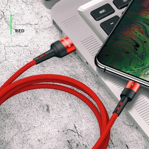 Usams Braided U26 Lightning Cable 1m (1pc set) 2A Fast Charging Red SJ311IP02 (US-SJ311)