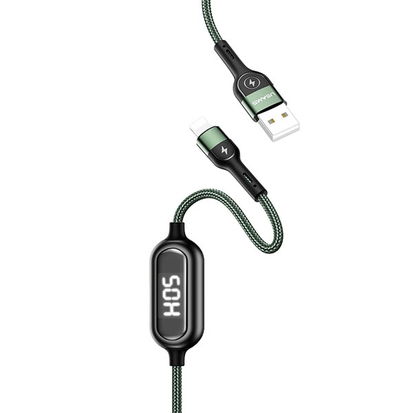 Usams Braided U48 Lightning Cable 1.2m 2A Fast Charging with LED green SJ423USB02 (US-SJ423)