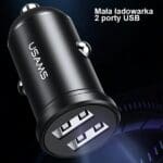 Usams Car Charger 2xUSB 2.4A Mini Black CC114TC01 (US-CC114)