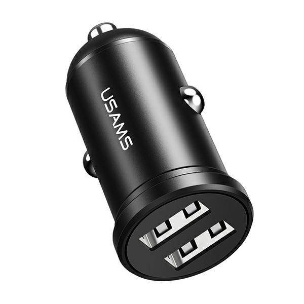 Usams Car Charger 2xUSB 2.4A Mini Black CC114TC01 (US-CC114)