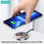 Usams magnetic wireless charger 15W aluminium Black CD183CDX01