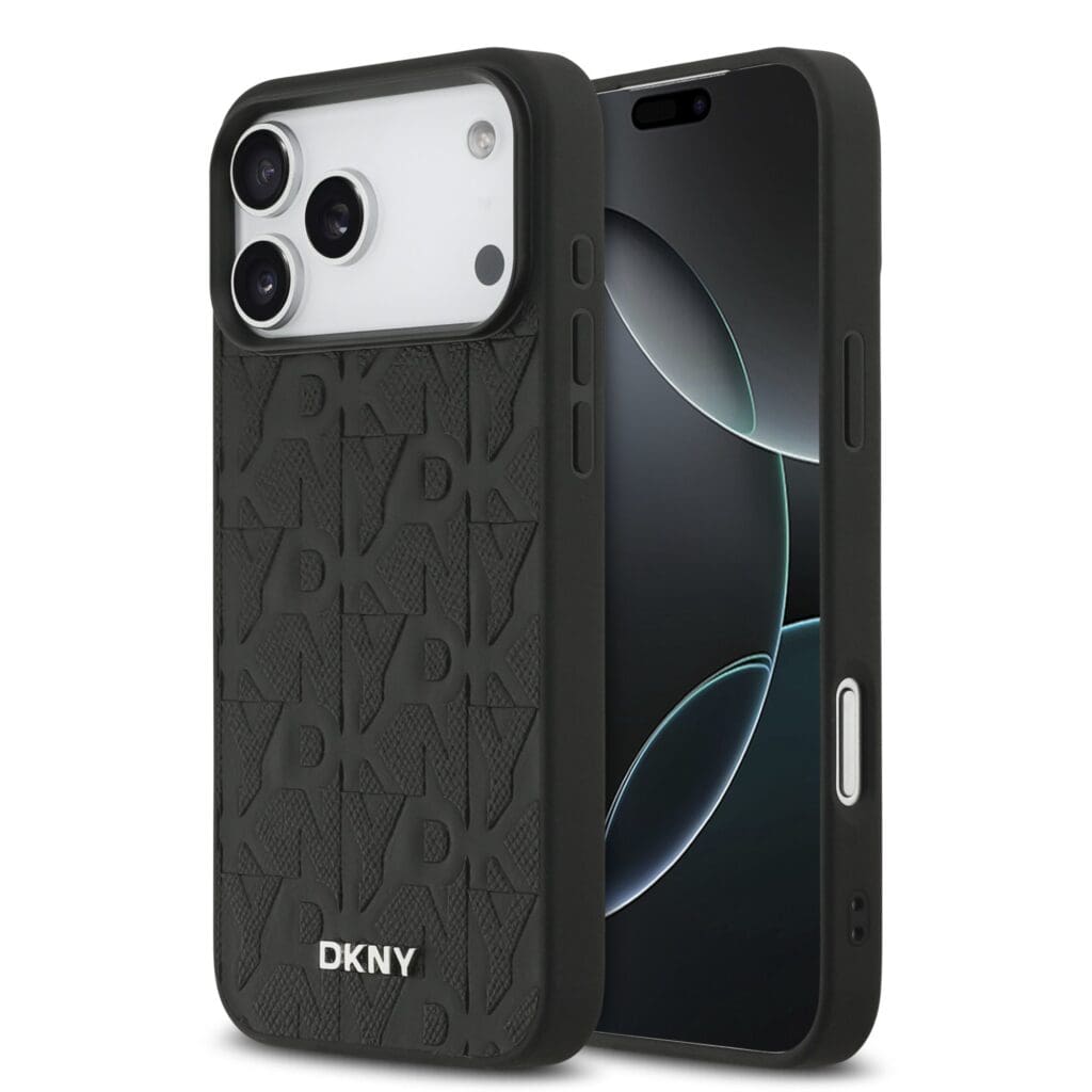 DKNY PU Leather Grid Pattern MagSafe Black iPhone 17 Pro Max Tok