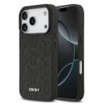 DKNY PU Leather Grid Pattern MagSafe Black Tok iPhone 17 Pro