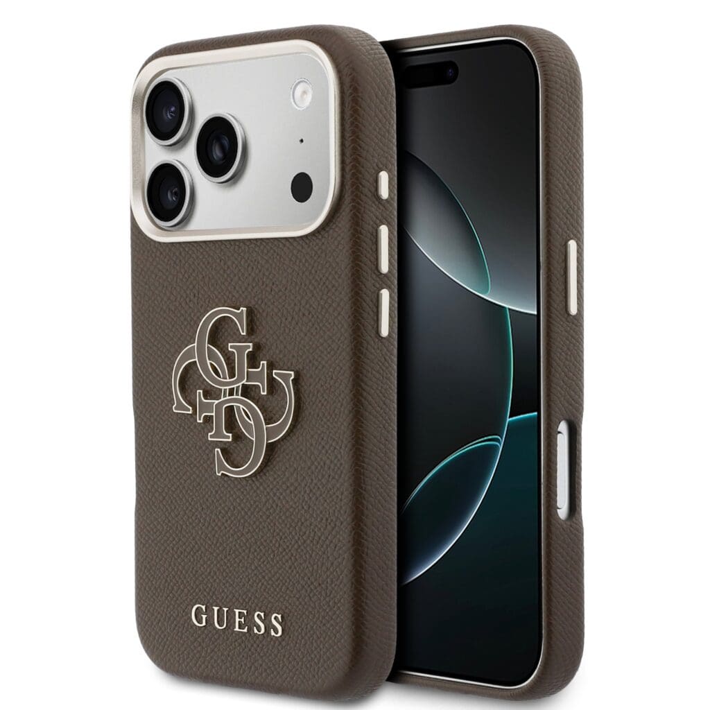 Guess PU Resin Logo Brown Tok iPhone 17 Pro Max