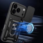 Hybrid Armor Camshield With Stand And Camera Black iPhone 17 Pro Max Tok